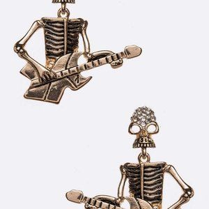 Iconic Skeleton Guitar Earrings - Gold